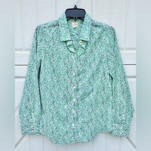 J.Crew The Perfect Shirt Floral Button Down Small Green Purple Cotton